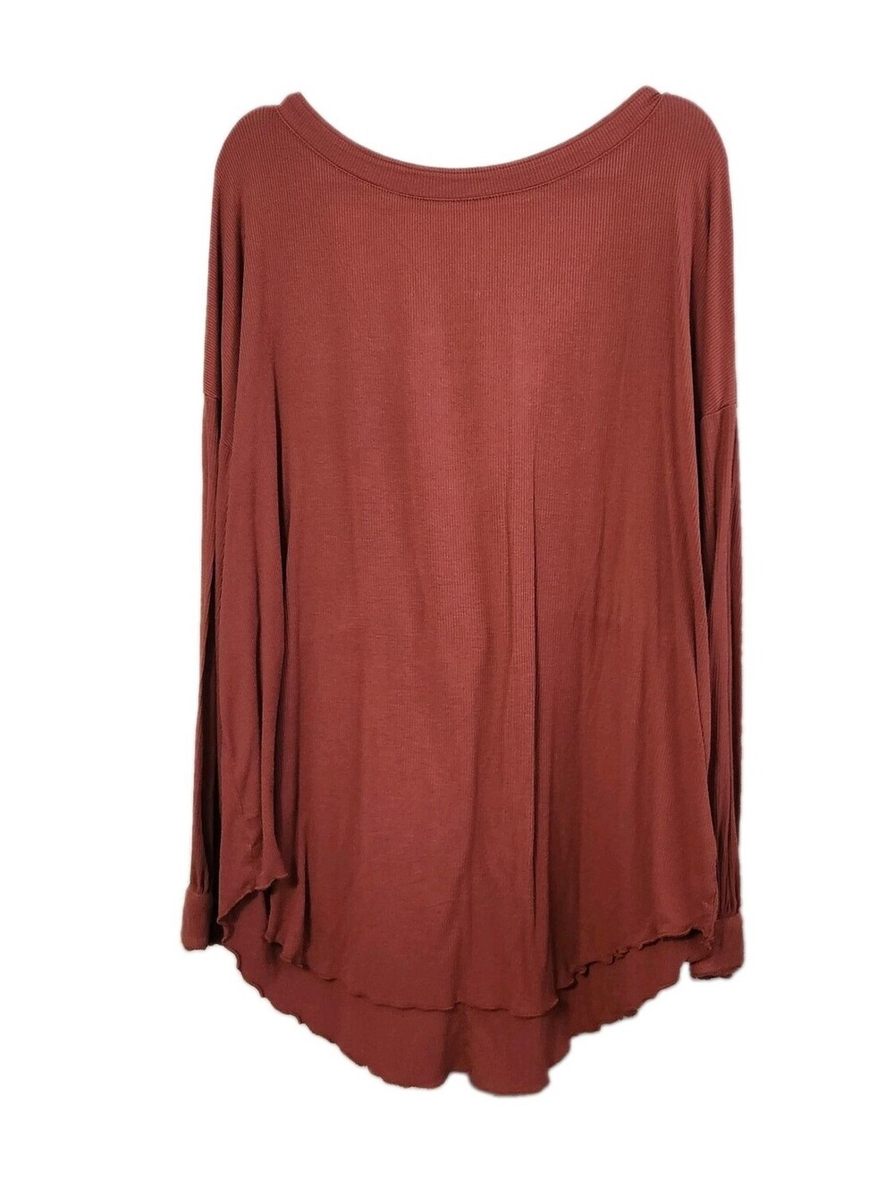 Free People Tunic Top Large Burnt Orange Open Back Mini Waffle